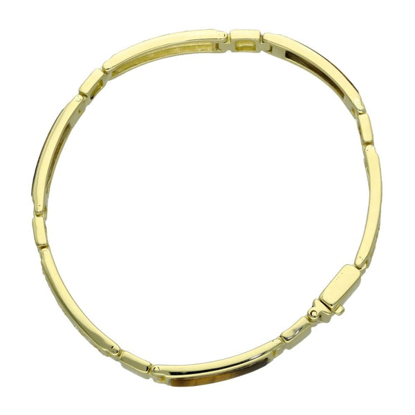 9ct Yellow Gold Tigers Eye Bracelet - 7.5" - 15.8g