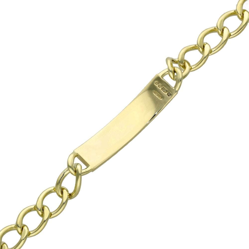9ct Yellow Gold Curb Identity Bracelet - 8" - 22.4g