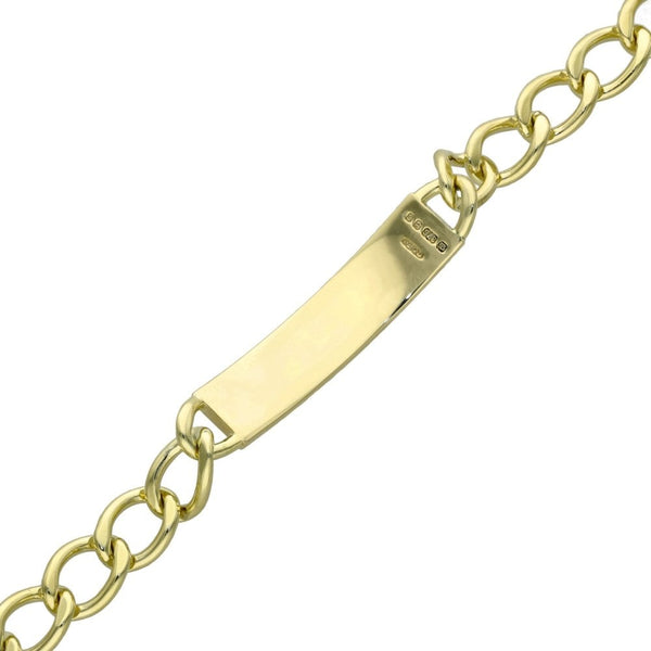 9ct Yellow Gold Curb Identity Bracelet - 8" - 22.4g