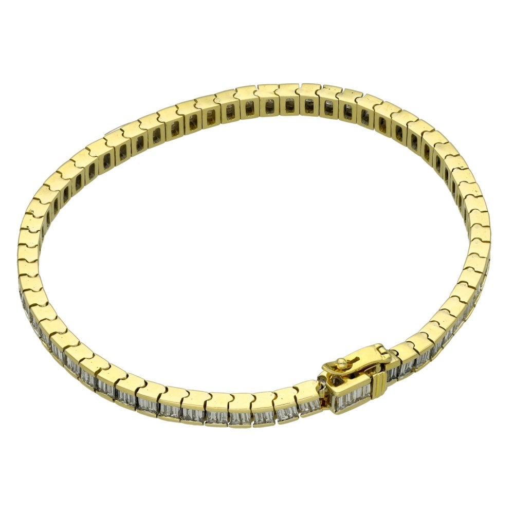 Ladies 18ct Yellow Gold Diamond Set Tennis Bracelet - 3.50ct