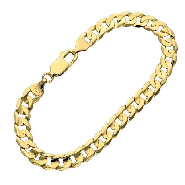 Ladies 9ct Yellow Gold Curb Bracelet - 7.5" - 10.3g