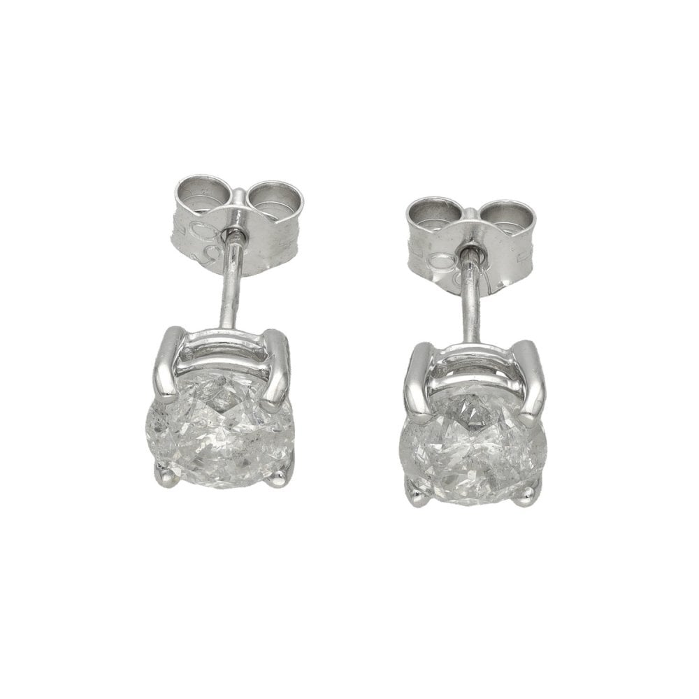 Ladies 18ct White Gold Diamond Stud Earrings - 1.63ct