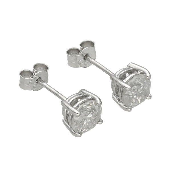 Ladies 18ct White Gold Diamond Stud Earrings - 1.63ct