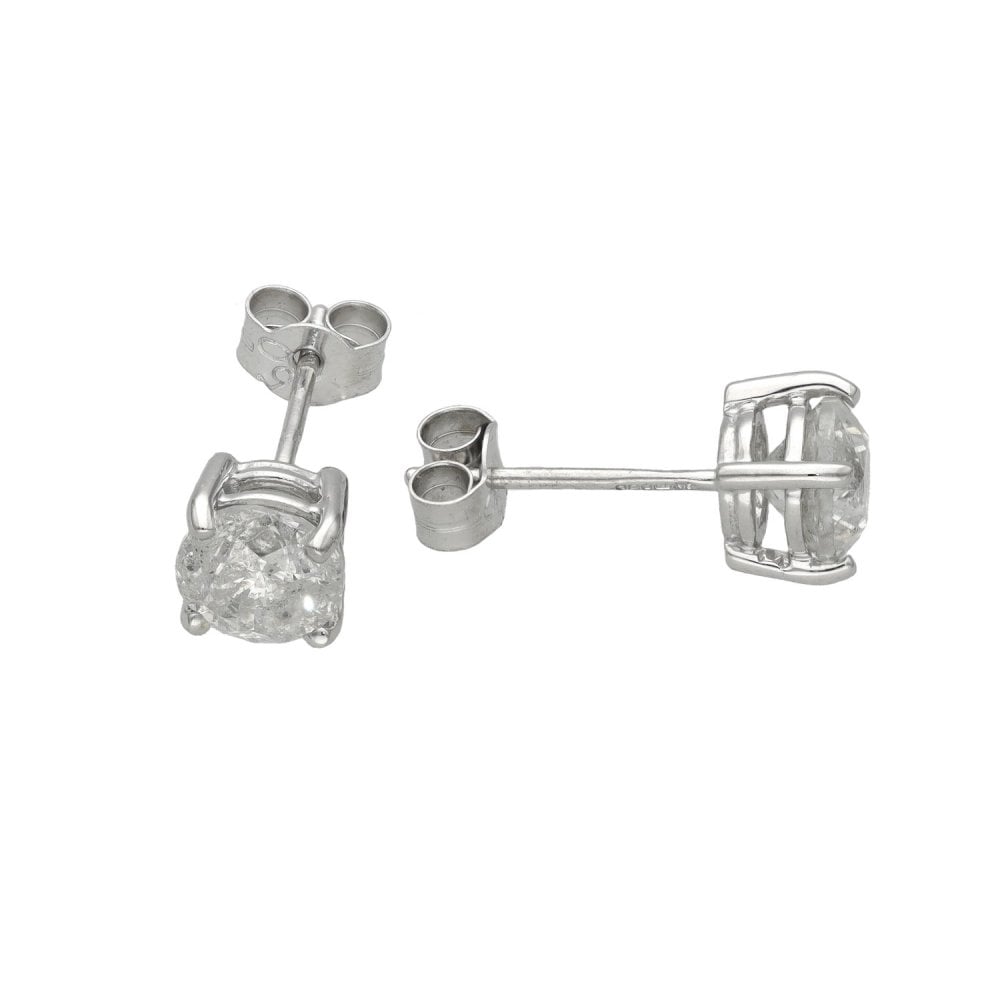 Ladies 18ct White Gold Diamond Stud Earrings - 1.63ct