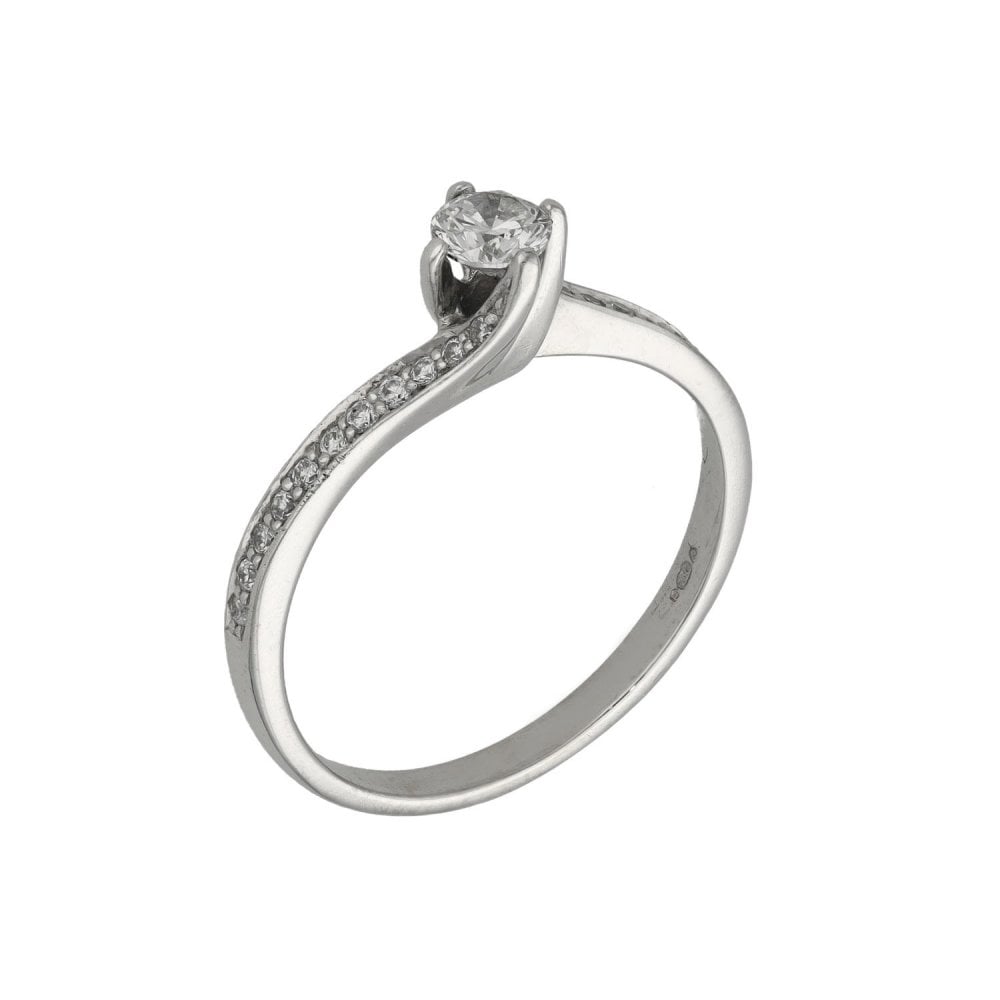 Ladies 18ct White Gold Diamond Twist Engagement Ring - 0.445ct