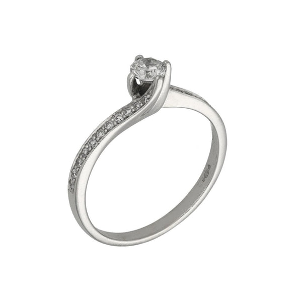 Ladies 18ct White Gold Diamond Twist Engagement Ring - 0.445ct