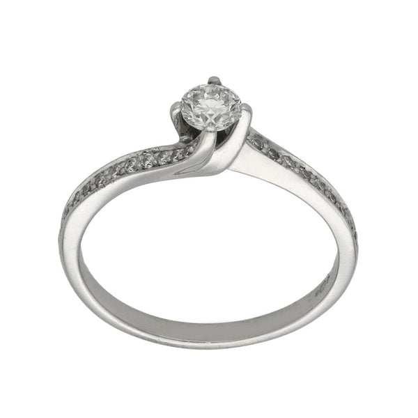 Ladies 18ct White Gold Diamond Twist Engagement Ring - 0.445ct