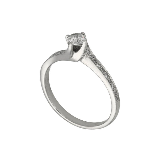 Ladies 18ct White Gold Diamond Twist Engagement Ring - 0.445ct