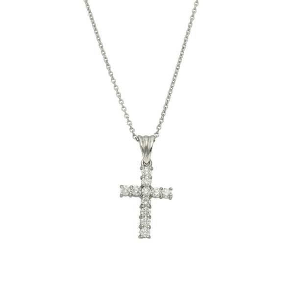 Ladies Platinum Diamond Cross Pendant & Necklace - 20" - 7.9g