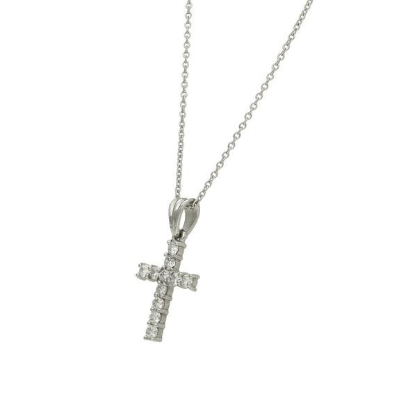 Ladies Platinum Diamond Cross Pendant & Necklace - 20" - 7.9g