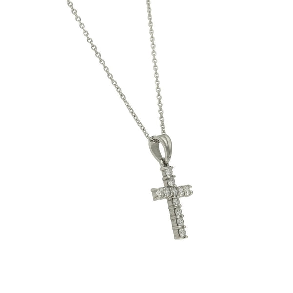 Ladies Platinum Diamond Cross Pendant & Necklace - 20" - 7.9g