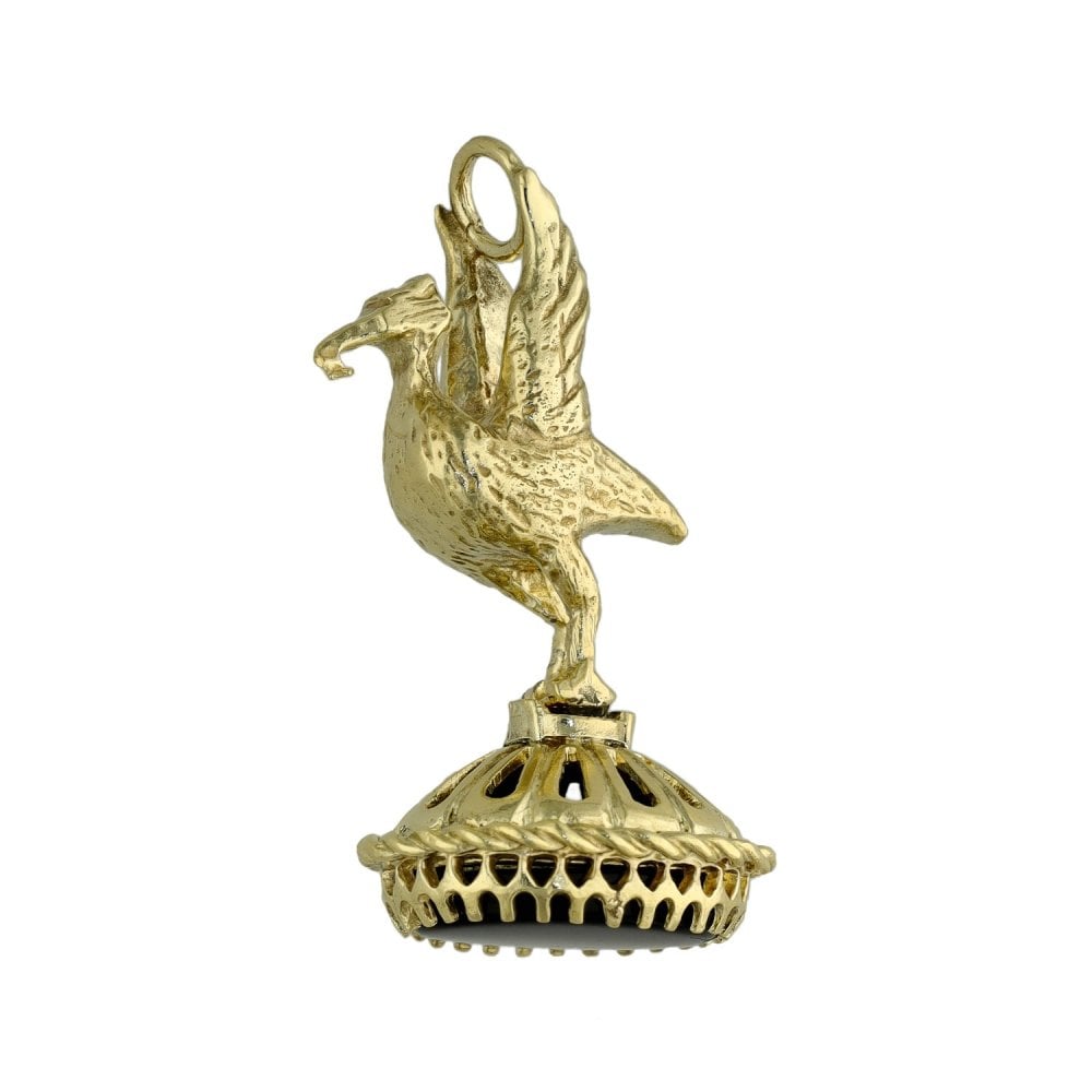 Gents 9ct Yellow Gold Liverbird Onyx Pendant - 5.9g