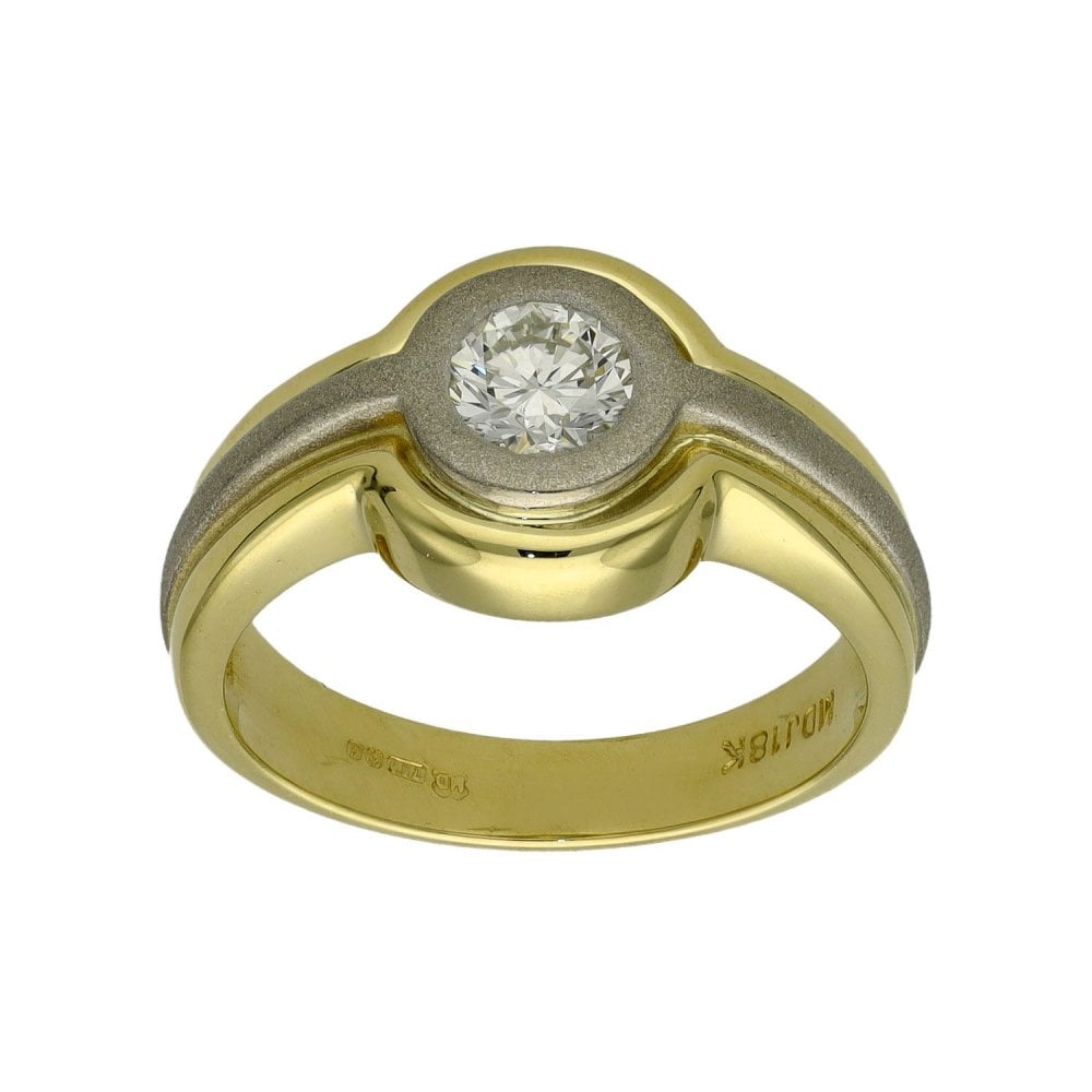 Ladies 18ct Yellow & White Gold Diamond Solitaire Ring - 0.40ct