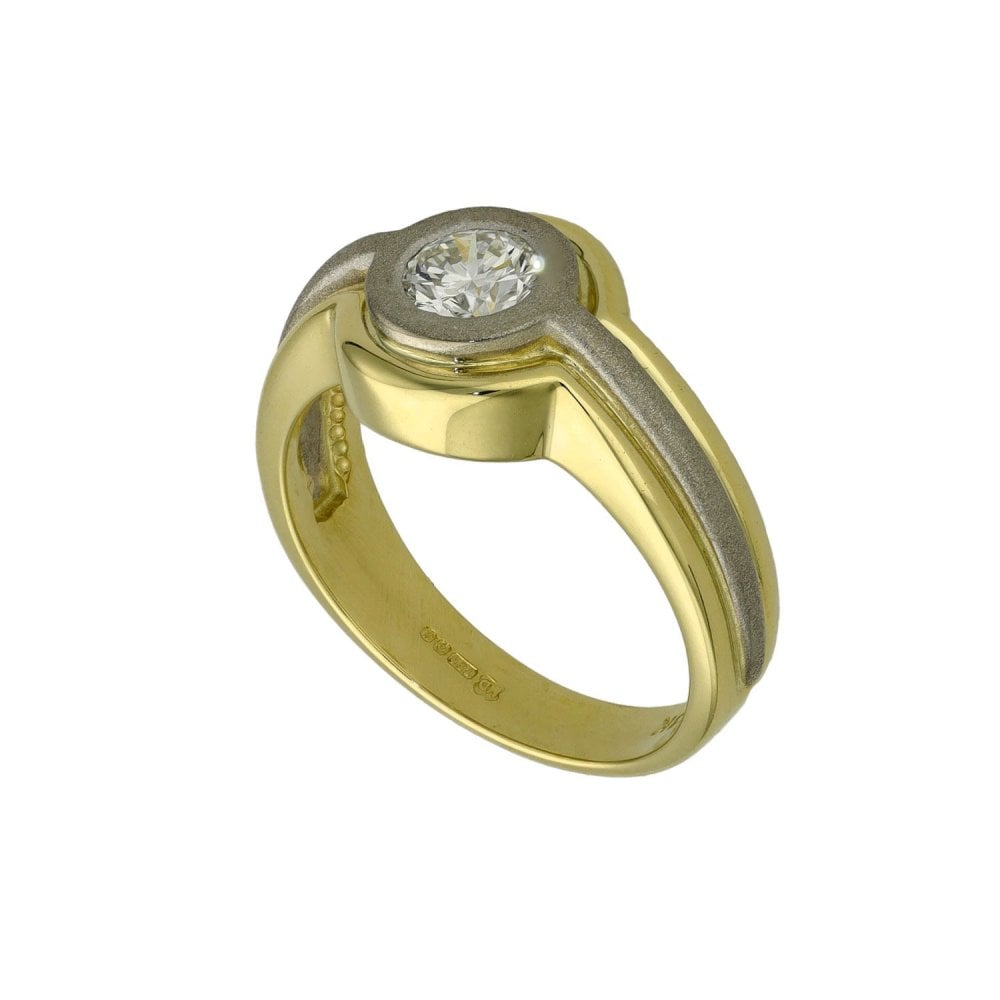 Ladies 18ct Yellow & White Gold Diamond Solitaire Ring - 0.40ct