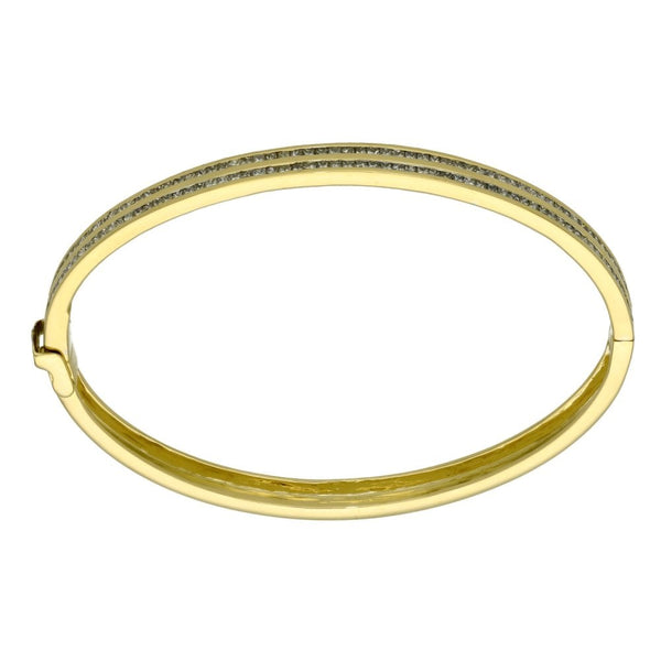 Ladies 18ct Yellow Gold Double Row Diamond Set Bangle - 1.50ct