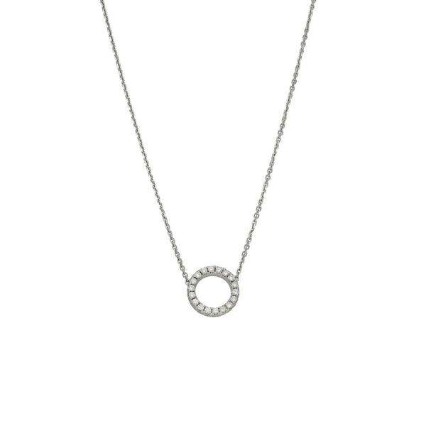 Ladies 18ct White Gold Open Diamond Circle Pendant - 0.35ct