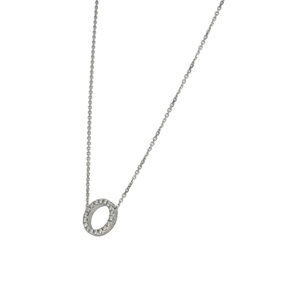 Ladies 18ct White Gold Open Diamond Circle Pendant - 0.35ct