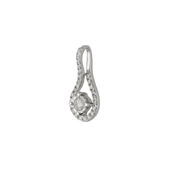 Ladies 18ct White Gold Diamond Hollow Pendant - 0.15ct