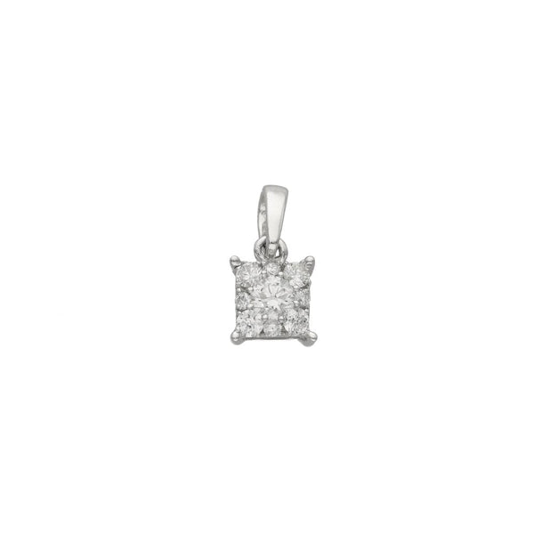 Ladies 18ct White Gold Diamond Cluster Pendant - 0.25ct