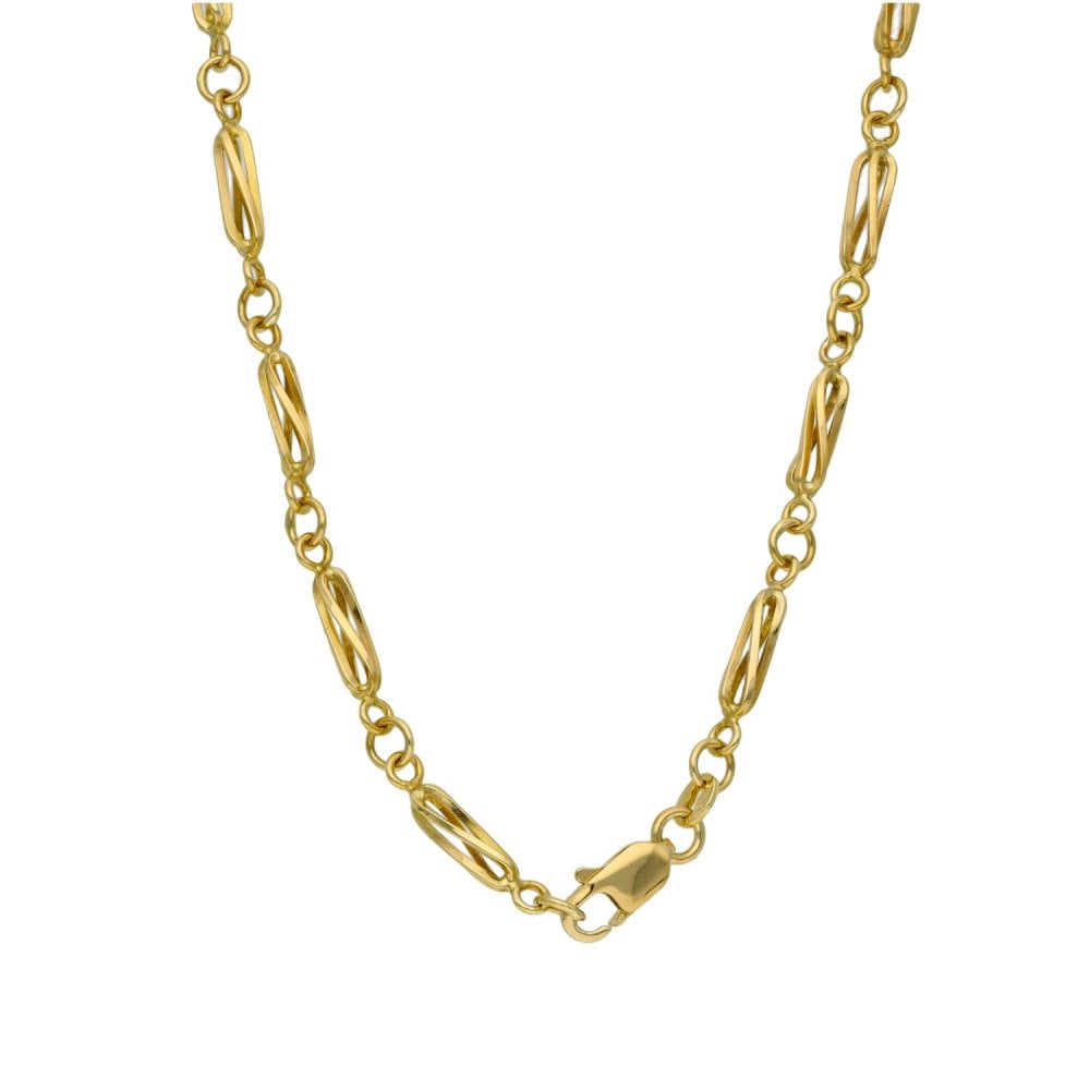 9ct Yellow Gold Fancy Figaro Chain - 20" - 13.7g