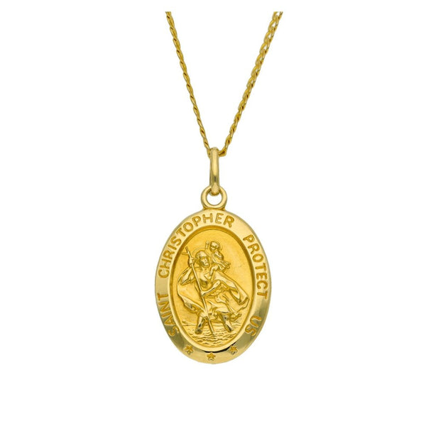 9ct Yellow Gold St. Christopher Medallion & Necklace - 5.8g