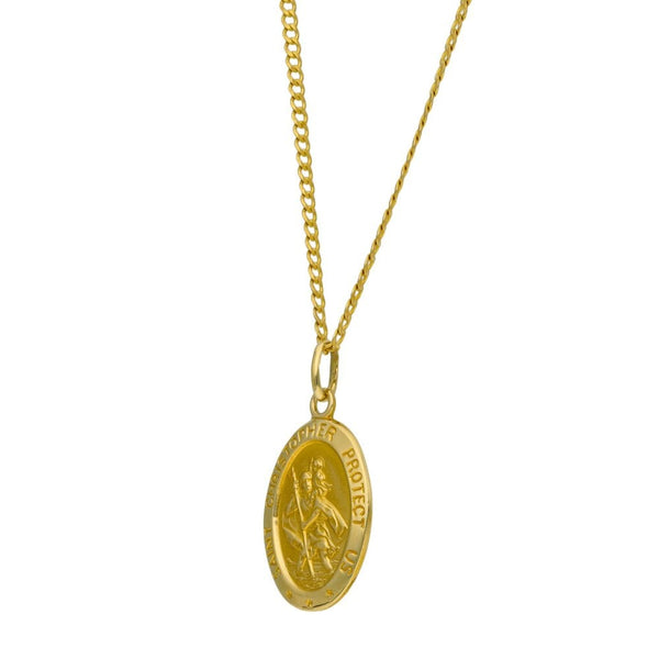 9ct Yellow Gold St. Christopher Medallion & Necklace - 5.8g
