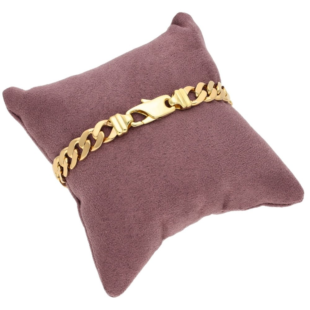 9ct Yellow Gold Flat Curb Bracelet - 8" - 25.2g