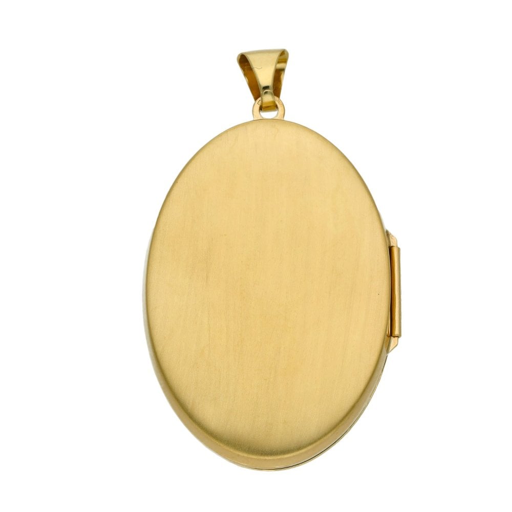 9ct Yellow Gold Patterned Oval Locket Pendant - 6.6g