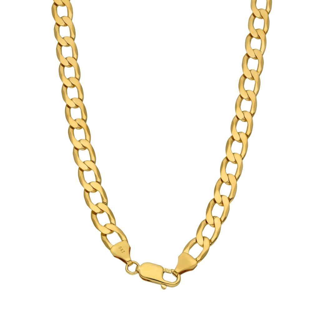 9ct Yellow Gold Curb Chain - 18" - 18.5g
