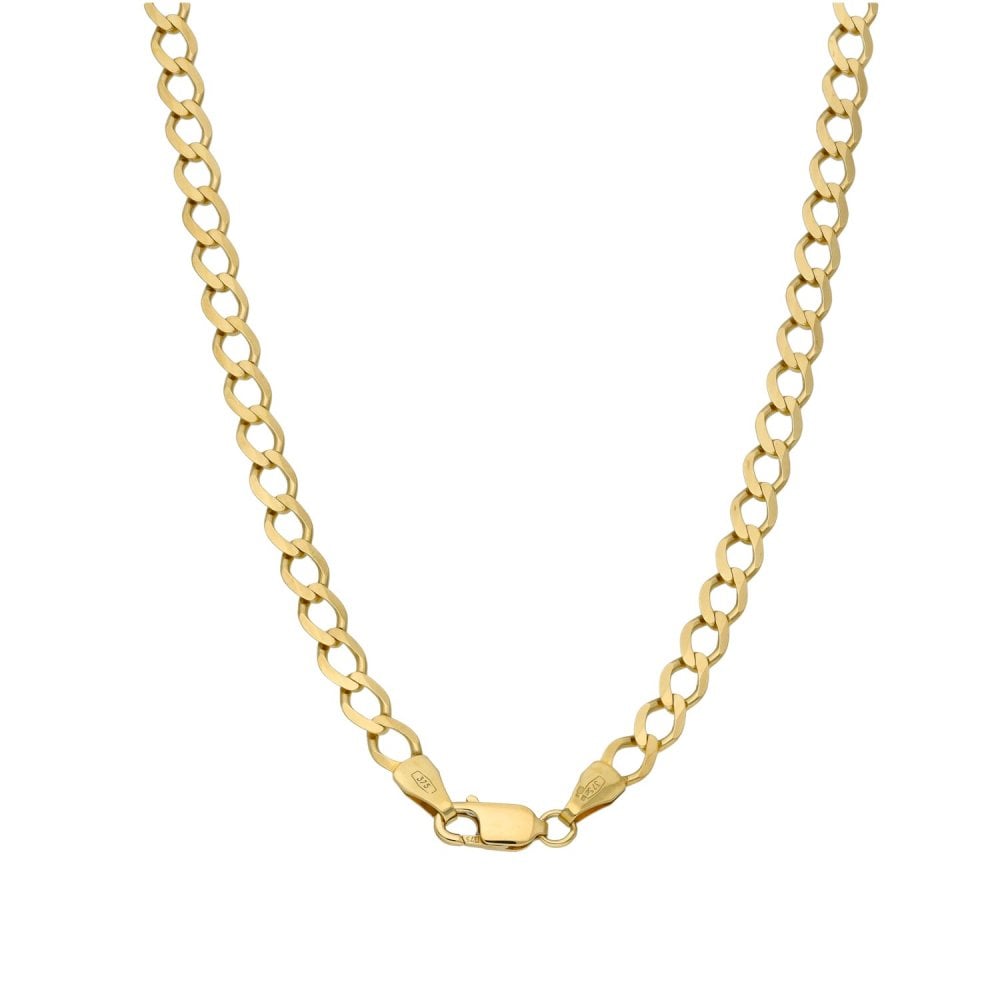 9ct Yellow Gold Curb Chain With T-Bar Pendant - 22" - 9.3g