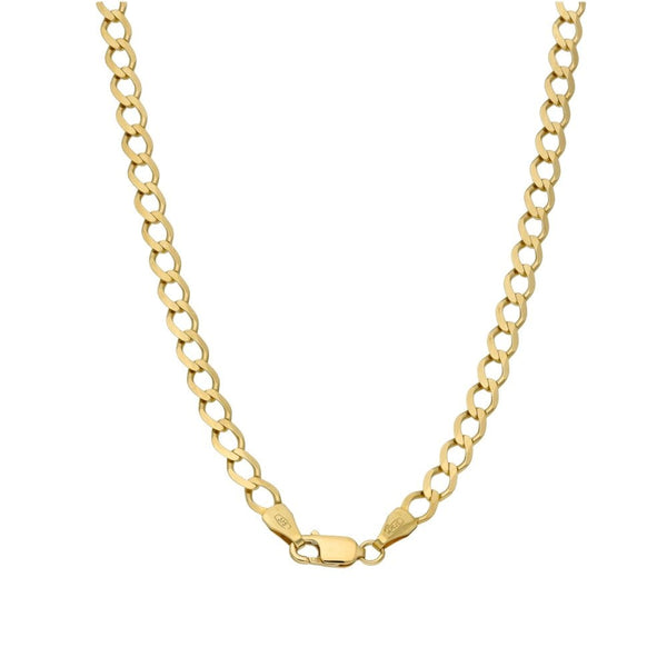 9ct Yellow Gold Curb Chain With T-Bar Pendant - 22" - 9.3g