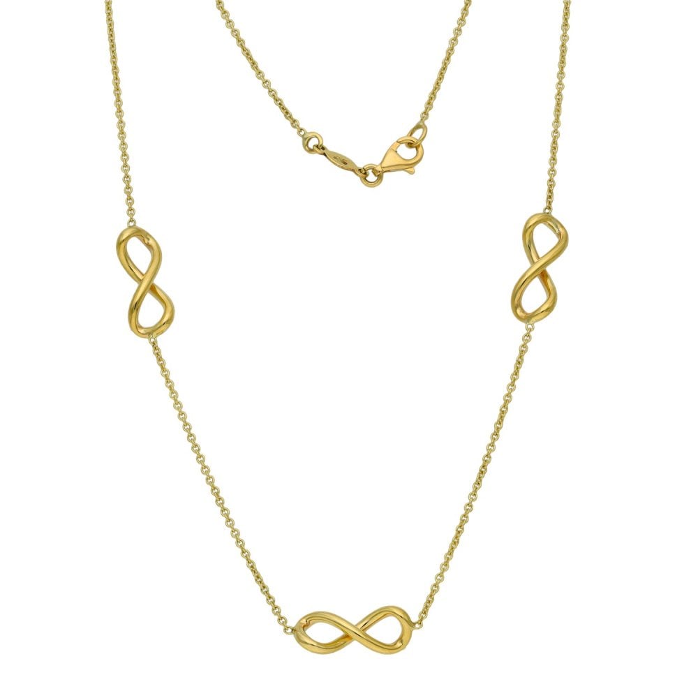 9ct Yellow Gold Infinity Link Necklace - 32"