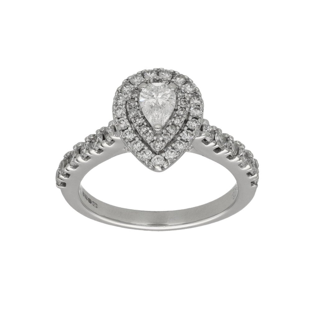 Ladies 18ct White Gold Diamond Cluster Ring - 1.00ct
