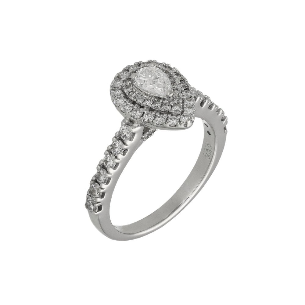 Ladies 18ct White Gold Diamond Cluster Ring - 1.00ct