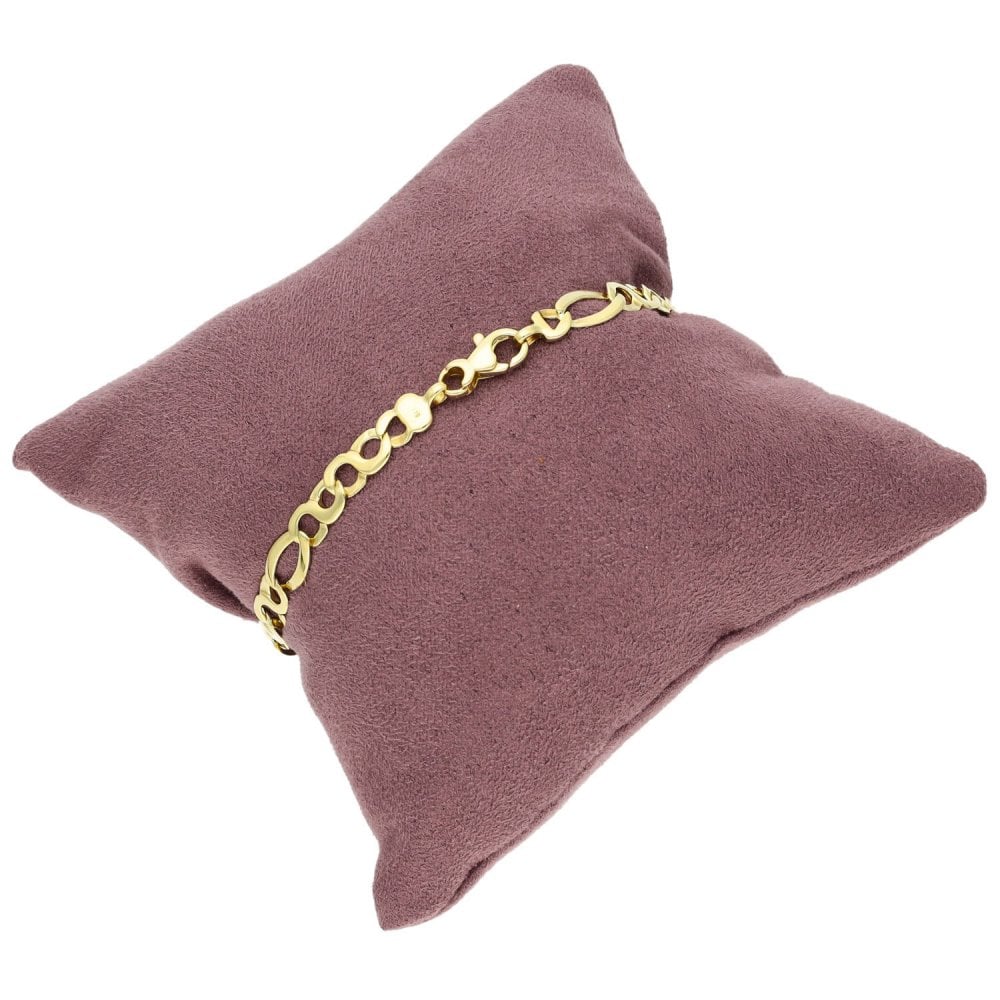 9ct Yellow Gold Fancy Link Curb Bracelet - 7.5"
