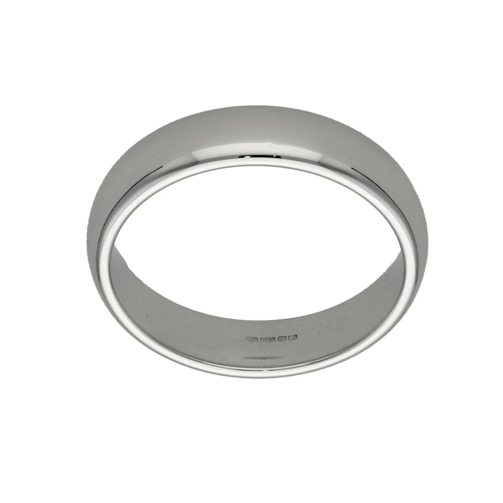18ct White Gold 5mm Court Shape Wedding Ring - Size T