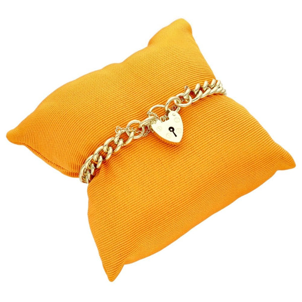 Ladies 9ct Yellow Gold Curb Bracelet With Padlock - 21.7g