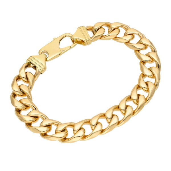 Gents 9ct Yellow Gold Curb Bracelet - 9.5" - 87.8g