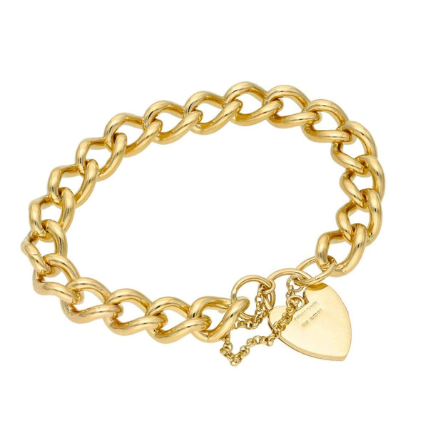 Ladies 9ct Yellow Gold Curb Bracelet - 8" - 52.9g