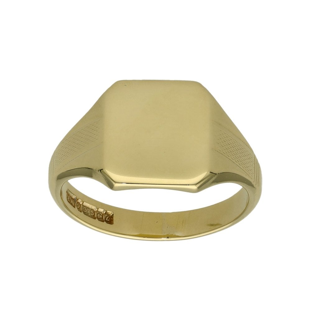 Gents 9ct Yellow Gold Square Signet Ring - Size W
