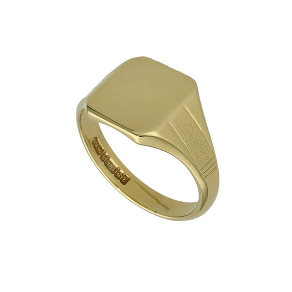 Gents 9ct Yellow Gold Square Signet Ring - Size W