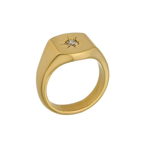 Gents 9ct Yellow Gold Diamond Signet Ring - Size Z½ - 0.30ct