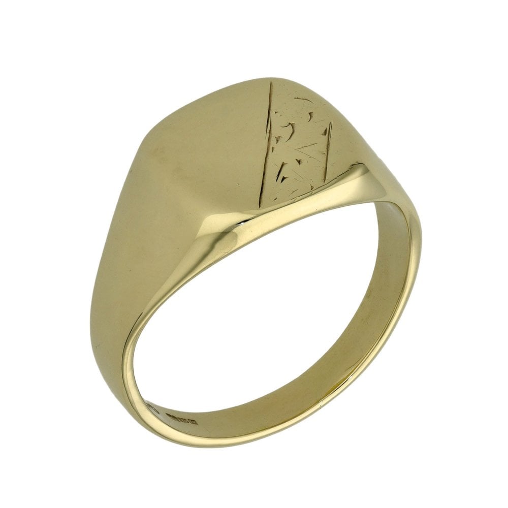Gents 9ct Yellow Gold Cushion Signet Ring - Size Z+1