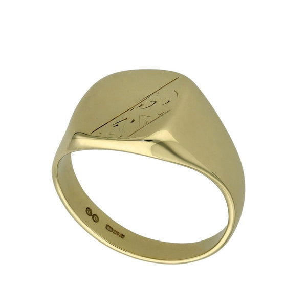 Gents 9ct Yellow Gold Cushion Signet Ring - Size Z+1