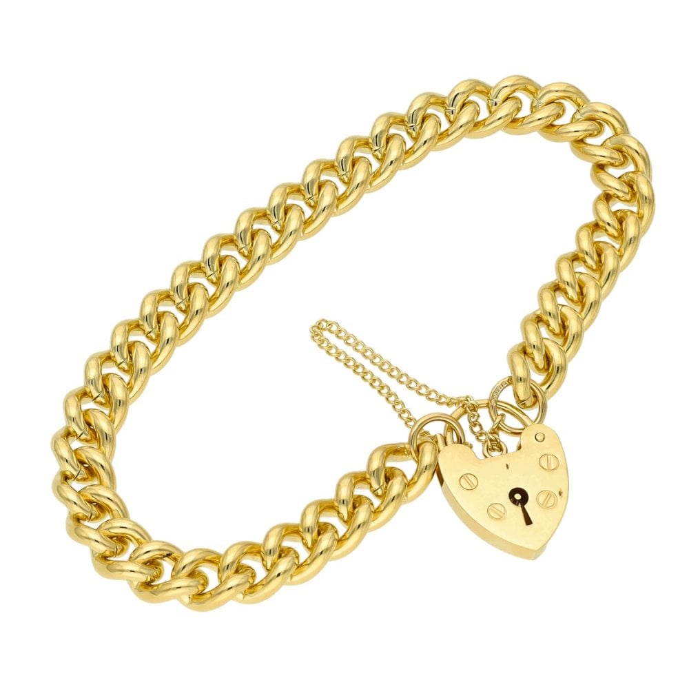 Ladies 9ct Yellow Gold Curb Bracelet - 8" - 32.3g