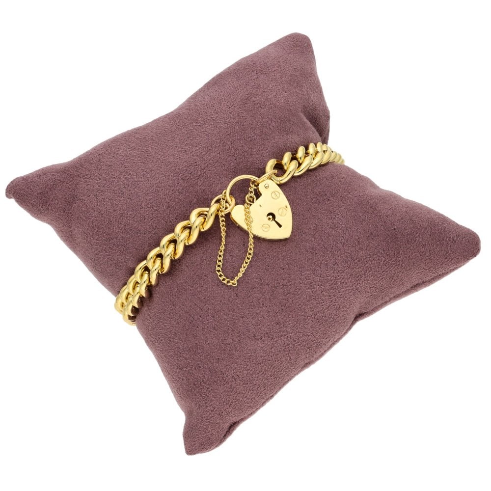 Ladies 9ct Yellow Gold Curb Bracelet - 8" - 32.3g