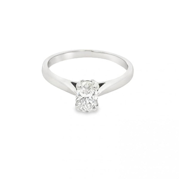 Ladies Platinum 0.41ct Oval Diamond Engagement Ring - Size K