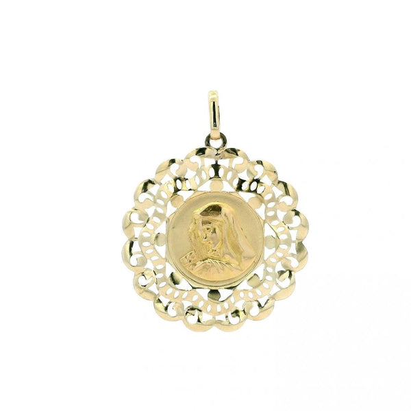 9ct Gold Large Madonna Pendant with Intricate Design