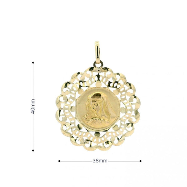 9ct Gold Large Madonna Pendant with Intricate Design