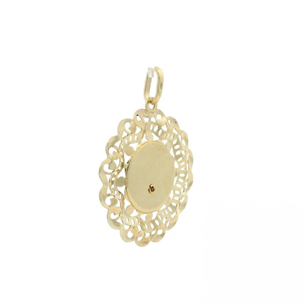 9ct Gold Large Madonna Pendant with Intricate Design